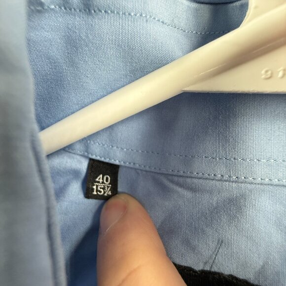 Gucci Italy Made Button Up Shirt Blue 40 (15.75) Long Sleeve Cotton Cursive Logo - Picture 6 of 16